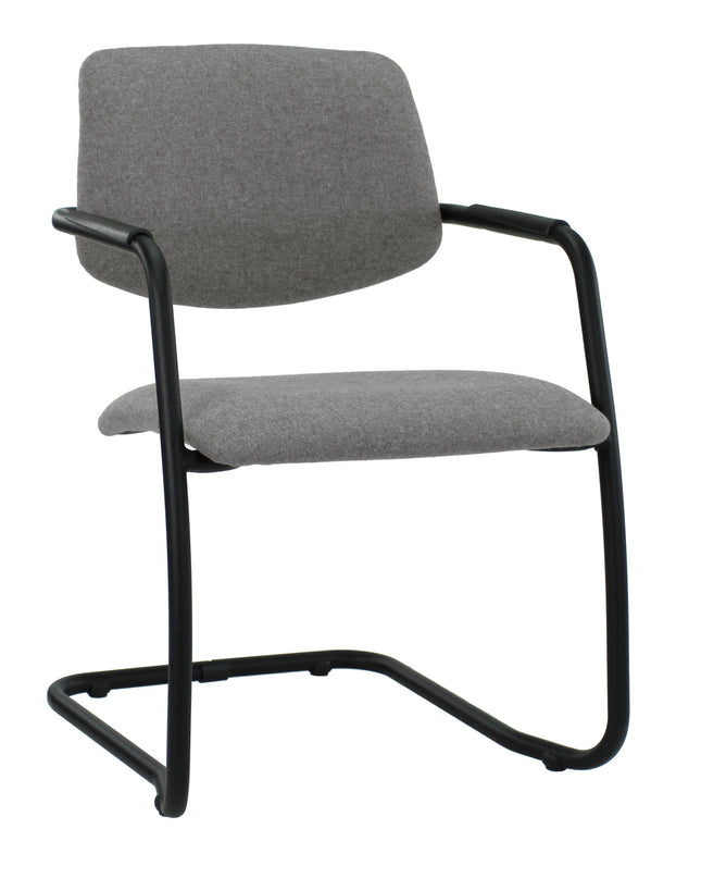 Workliving Vergaderstoel X5 - Sledeframe - Wolvilt Fenice 602 middengrijs - frame zwart