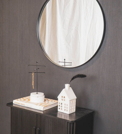 Mirror - Round - Metal - Black - 60 x 3 x 60 cm