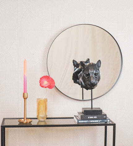 Mirror - Round - Metal - Black - 60 x 3 x 60 cm