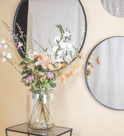 Mirror - Round - Metal - Black - 60 x 3 x 60 cm