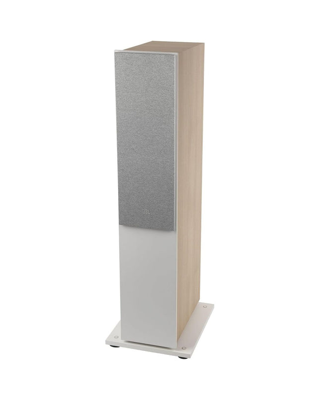 JBL STAGE 260F speaker in crème color, 2100W, audio and hi-fi equipment, with visible speaker grille and sleek design.