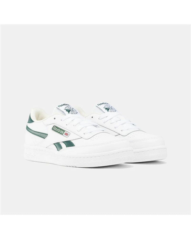 Reebok Club C Revenge white tennis shoes for kids, sport and outdoor footwear with clean design and durable sole.