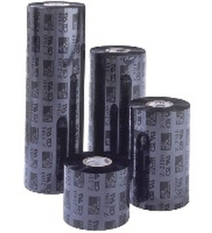 Six Zebra V363860 thermal transfer ribbons for office electronics, showing the packaging and product details.