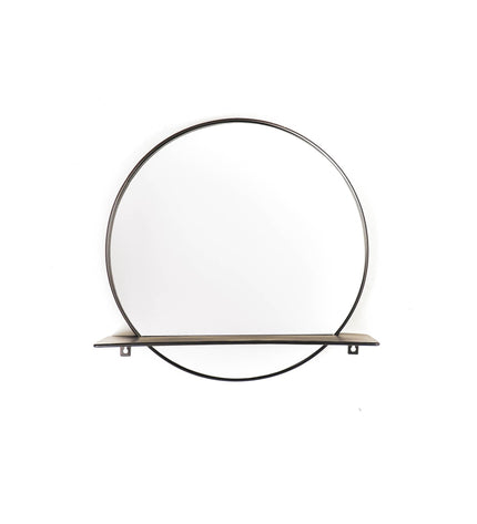 Mirror - Round - Metal - With Shelf - Black - Ø 40 cm
