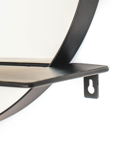 Mirror - Round - Metal - With Shelf - Black - Ø 40 cm