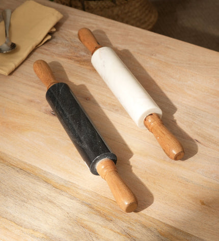 Bazaar Rolling Pin – Black & Natural Wood Kitchen Essential for Baking Pastries, Breads & Cookies