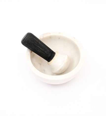 Premium Handcrafted Natural Stone and Marble Mortar and Pestle - Durable Spice and Herb Grinder and Crusher Kitchen Tool