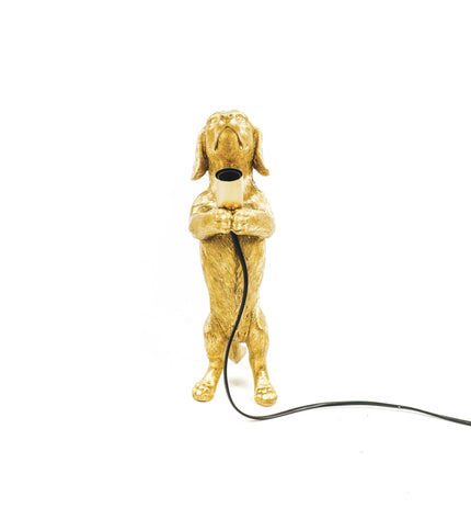 Table Lamp - Dachshund - Polyresin - Gold - E14 - 10x15x38cm