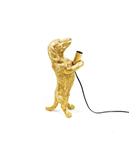 Table Lamp - Dachshund - Polyresin - Gold - E14 - 10x15x38cm