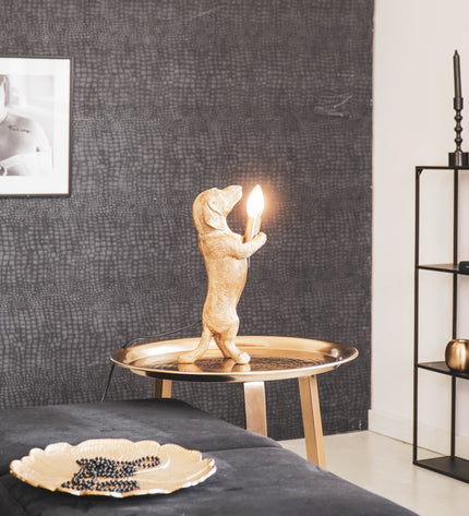 Table Lamp - Dachshund - Polyresin - Gold - E14 - 10x15x38cm