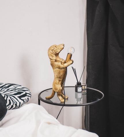Table Lamp - Dachshund - Polyresin - Gold - E14 - 10x15x38cm