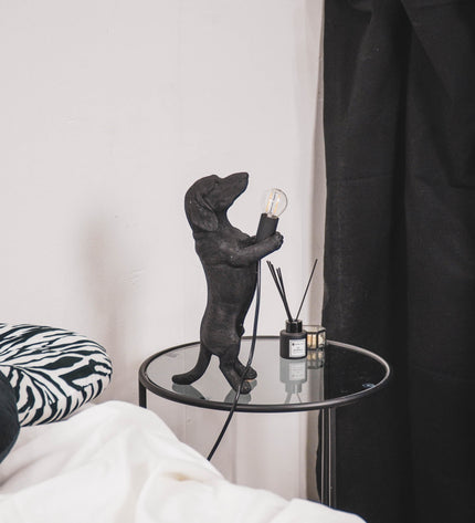 Table Lamp - Dachshund - Polyresin - Black - E14 -10x15x38cm