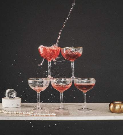 Glassware - Champagne - Glass - Clear/Gold - S2 - 11x11x15cm