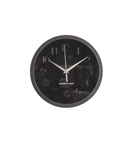 Wall clock - metal/glass - black - 25 x 4.2 x 25 cm