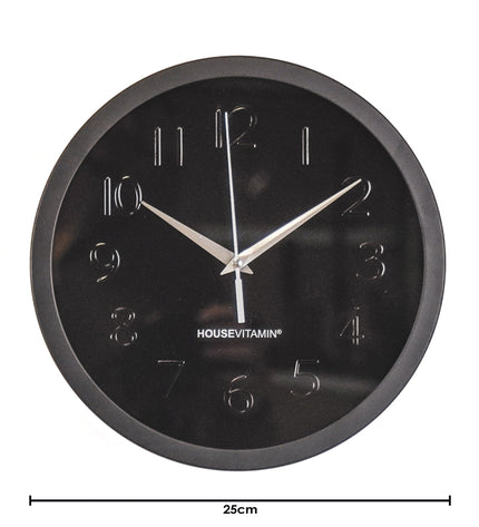 Wall clock - metal/glass - black - 25 x 4.2 x 25 cm