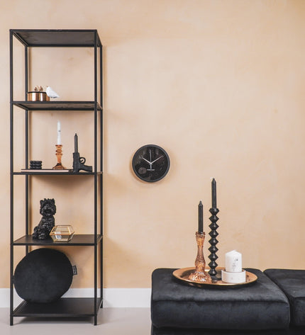 Wall clock - metal/glass - black - 25 x 4.2 x 25 cm