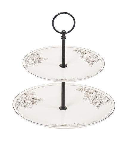 Tiered stand - Floral - New bone china - 2 tiers