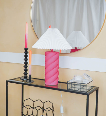 Table Lamp - Ceramics - Neon Pink - E27- 12x12x28cm