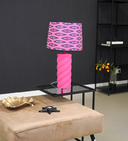 Table Lamp - Ceramics - Neon Pink - E27- 12x12x28cm