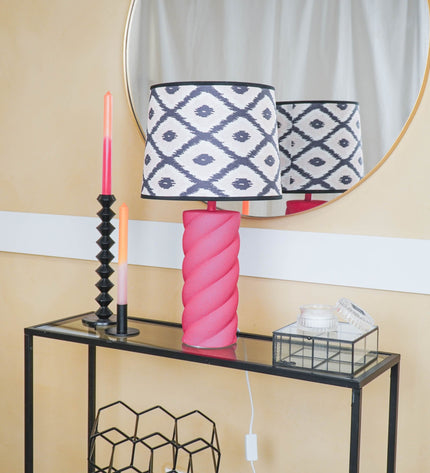 Table Lamp - Ceramics - Neon Pink - E27- 12x12x28cm