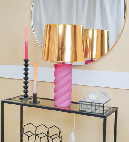 Table Lamp - Ceramics - Neon Pink - E27- 12x12x28cm