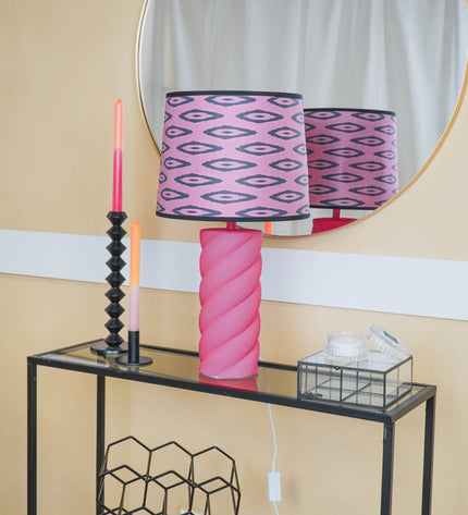 Table Lamp - Ceramics - Neon Pink - E27- 12x12x28cm