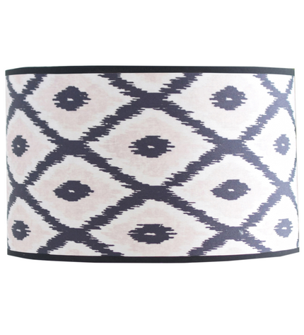 Lampshade - Kelim Print - Polyester - Black/White-26x30x23cm