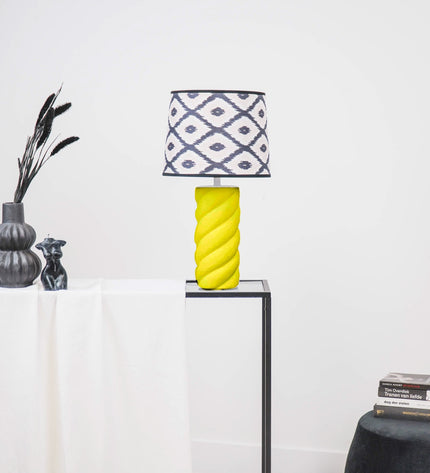 Lampshade - Kelim Print - Polyester - Black/White-26x30x23cm
