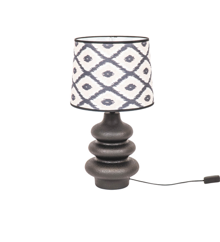 Lampshade - Kelim Print - Polyester - Black/White-26x30x23cm
