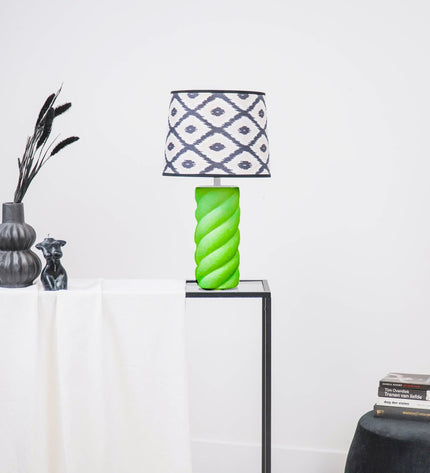 Lampshade - Kelim Print - Polyester - Black/White-26x30x23cm
