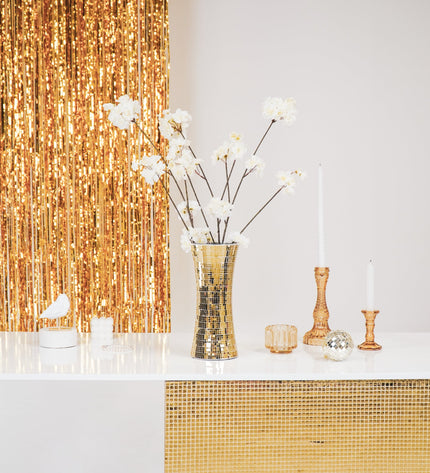 Vase - Disco - Glass - Gold - 12.5 x 12.5 x 30 cm