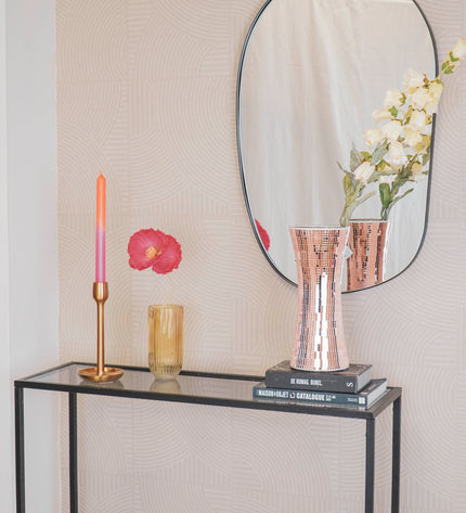Vase - Disco - Glass - Rose Gold - 12.5 x 12.5 x 30 cm