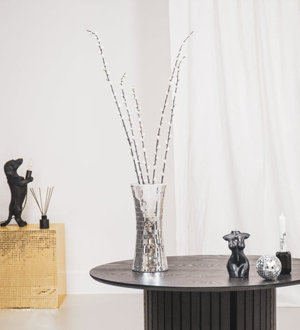 Vase - Disco - Glass - Silver - 12.5x12.5x30 cm