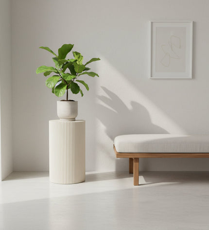 Side Table / Pillar - Cylindrical - MDF - Sand - 30 x 54 cm