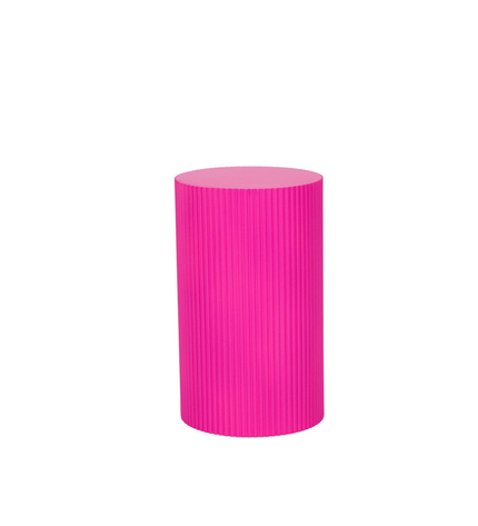 Side Table / Pillar - Cylinder - MDF - Neon Pink - 30 x 54 cm