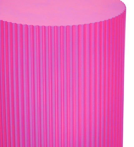 Side Table / Pillar - Cylinder - MDF - Neon Pink - 30 x 54 cm