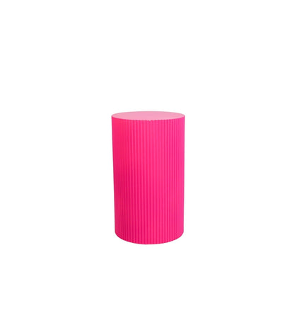Side Table / Pillar - Cylinder - MDF - Neon Pink - 30 x 54 cm