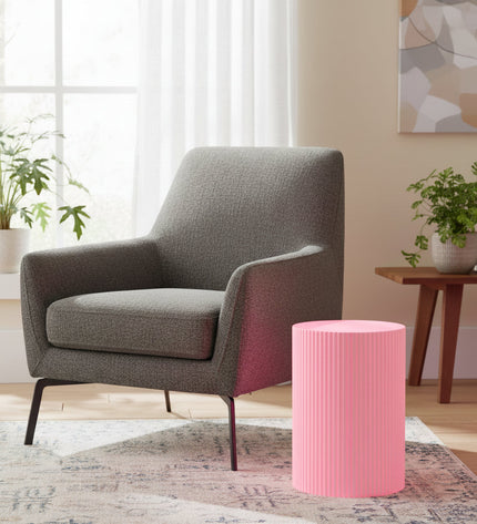 Side Table / Pillar - Cylinder - MDF - Neon Pink - 30 x 54 cm