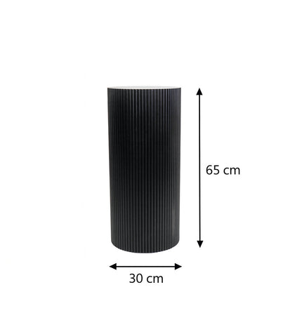Side Table / Pillar - Cylinder - MDF - Black - 30 x 65 cm