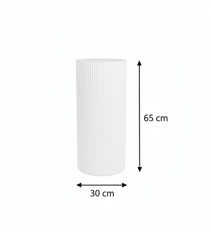 Side Table / Pillar - Cylinder - MDF - White - 30 x 65 cm