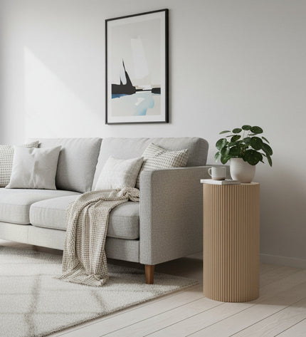 Side table / Pillar - Cylinder - MDF - Sand - 30 x 65 cm
