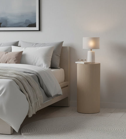 Side table / Pillar - Cylinder - MDF - Sand - 30 x 65 cm