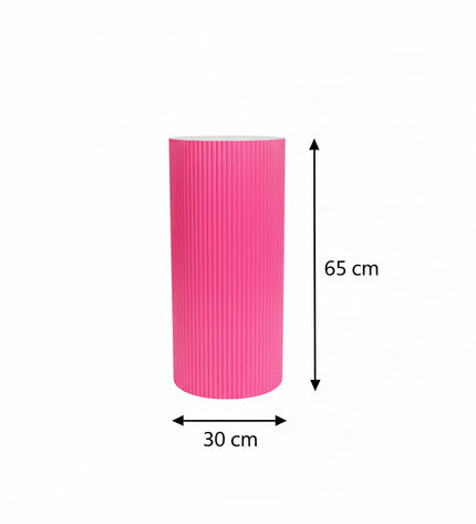 Side table / Pillar - Cylinder - MDF - Neon Pink - 30 x 65 cm