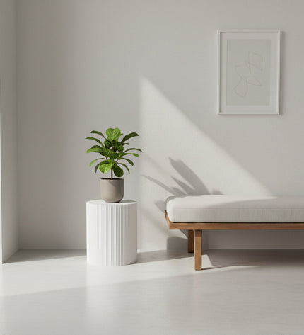 Side table - cylindrical - MDF - white - 39 x 45 cm
