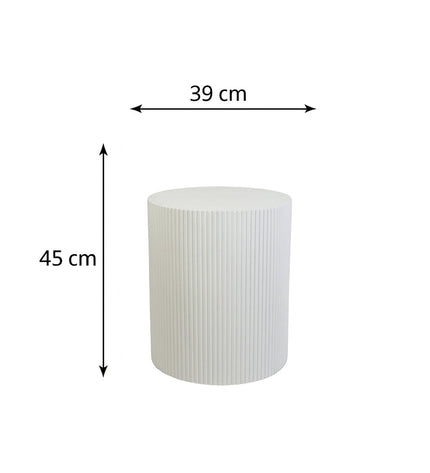 Side table - cylindrical - MDF - white - 39 x 45 cm