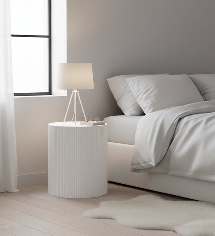 Side table - cylindrical - MDF - white - 39 x 45 cm