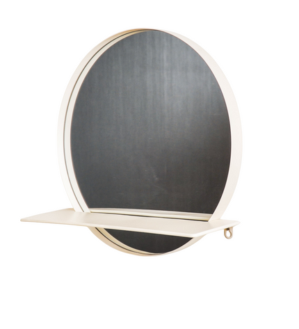 Round Metal Mirror with Shelf - Sand - Ø40 cm