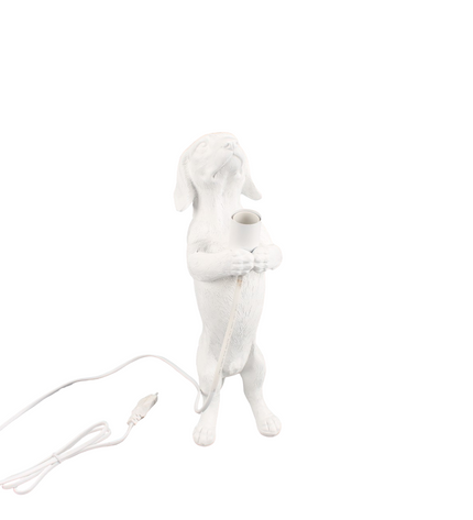 Lamp - Dachshund - Polyresin - White - 10x15x38cm