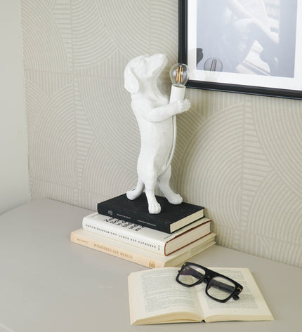 Lamp - Dachshund - Polyresin - White - 10x15x38cm