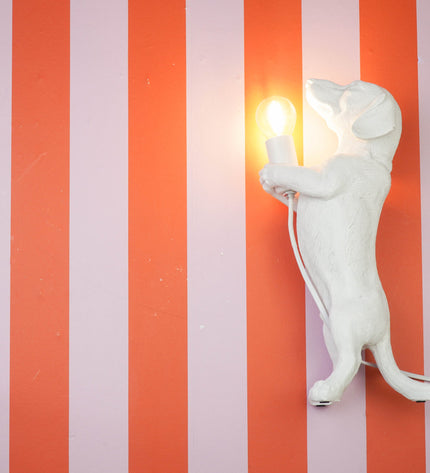Lamp - Dachshund - Polyresin - White - 10x15x38cm